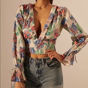 NWT Anthropologie Gathered Blouse XS